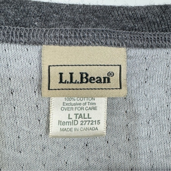 L.L. Bean Gray Long Sleeve Base Layer Long John Winter Laying Top Large Tall - Picture 4 of 4